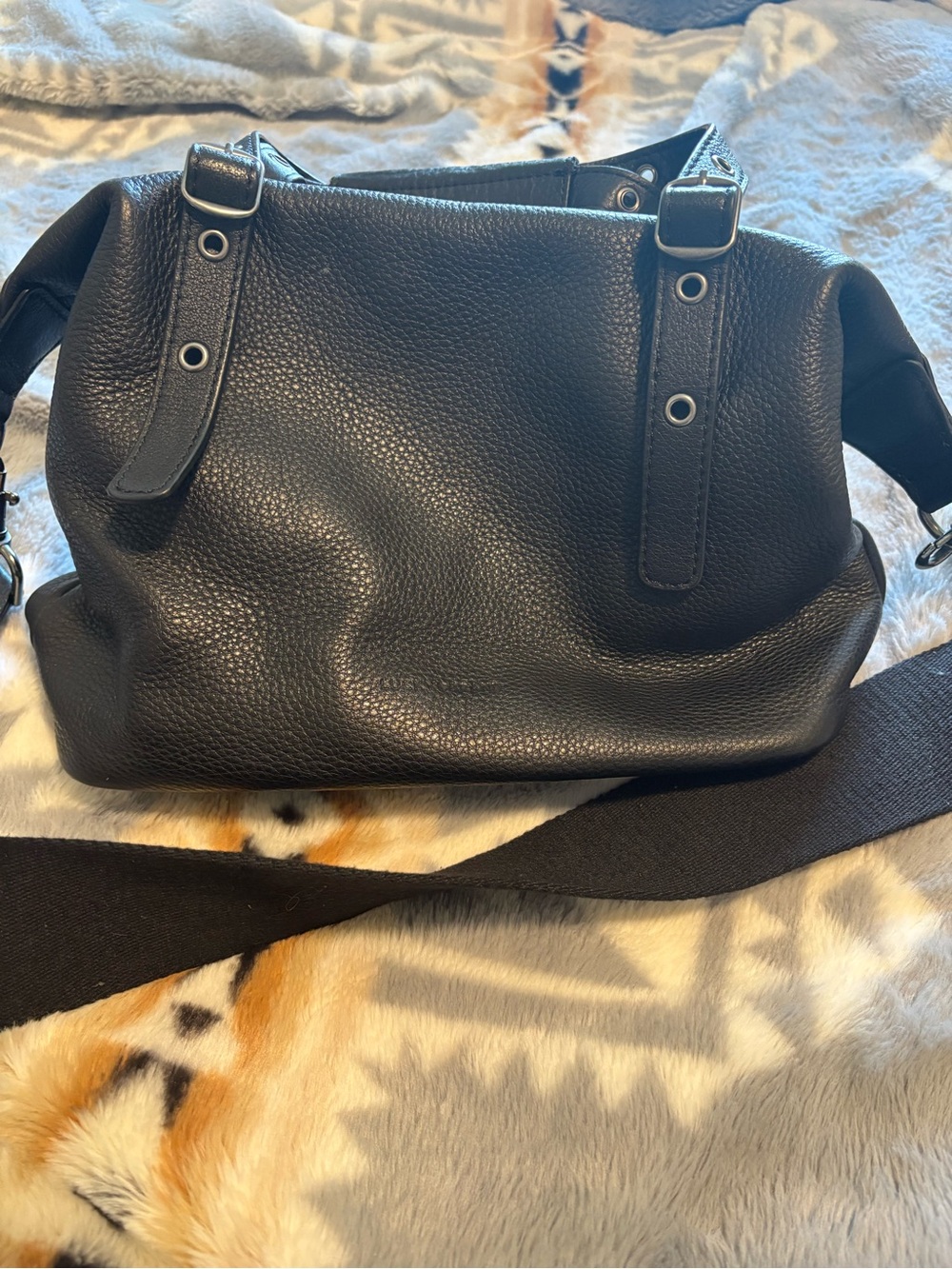 Lucky Brand Black Pebbled Leather Shoulder Bag